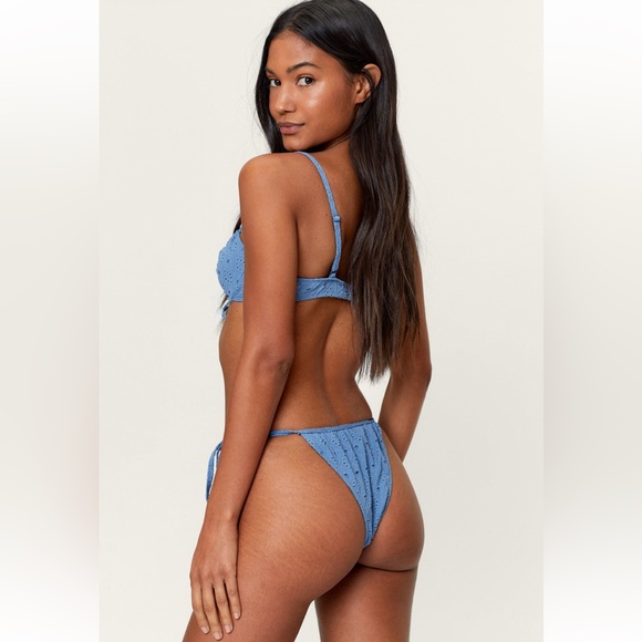 Nasty Gal Denim Broderie Underwire Bikini - Picture 2 of 7